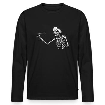 Skelett Halloween Dart Dartpfeile Dartspieler - Männer Premium Bio Langarmshirt - Schwarz - Vorne - Nico (187cm)