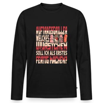 Auftragsgriller Grillen Barbecue Bbq Grillmeister - Männer Premium Bio Langarmshirt - Schwarz - Vorne - Nico (187cm)