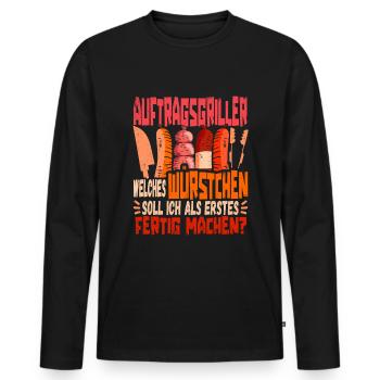 Auftragsgriller Grillen Barbecue Bbq Grillmeister - Männer Premium Bio Langarmshirt - Schwarz - Vorne - Nico (187cm)