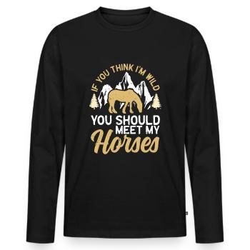 Pferd Reiterin Pferdeliebhaberin Reiter - Männer Premium Bio Langarmshirt - Schwarz - Vorne - Nico (187cm)
