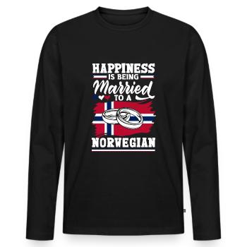 Norway Norwegian Happiness Is Being Married To A - Men's Premium Organic Long Sleeve Shirt - black - Front - Nico (187cm)