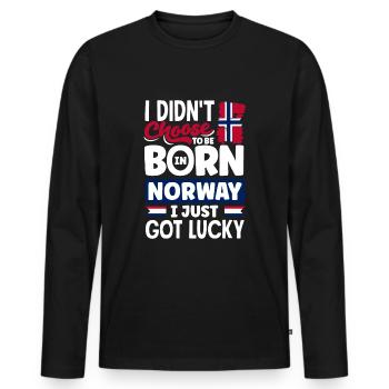 Norway Norwegian Norway Flag I Just Got Lucky - Men's Premium Organic Long Sleeve Shirt - black - Front - Nico (187cm)