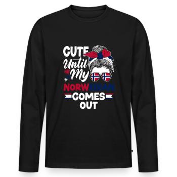 Norwegen Norwegisch süß bis mein Norwegisch kommt - Männer Premium Bio Langarmshirt - Schwarz - Vorne - Nico (187cm)