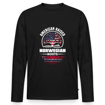 American Raised With Norwegian Roots Norway - Men's Premium Organic Long Sleeve Shirt - black - Front - Nico (187cm)