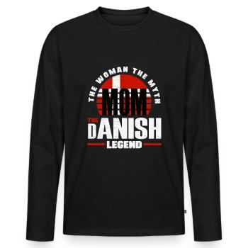 Denmark Danish Denmark Flag Mother - Men's Premium Organic Long Sleeve Shirt - black - Front - Nico (187cm)
