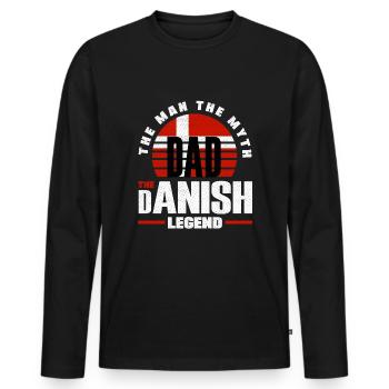 Denmark Danish Denmark Flag Father - Men's Premium Organic Long Sleeve Shirt - black - Front - Nico (187cm)