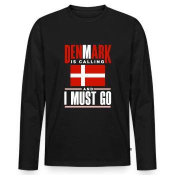 Denmark Danish Denmark Flag Denmark Is Calling - Men's Premium Organic Long Sleeve Shirt - black - Front - Nico (187cm)