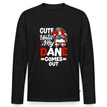 Danemark drapeau danois mignon jusqu’à ce que mon danois sorte - T-shirt manches longues Premium bio Homme - noir - Devant - Nico (187cm)
