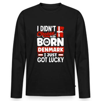 Denmark Danish Denmark Flag I Just Got Lucky - Men's Premium Organic Long Sleeve Shirt - black - Front - Nico (187cm)
