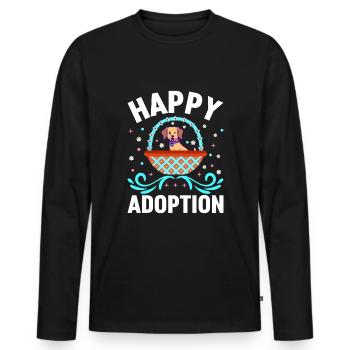 Happy Adoption Adoptionstag Hund Adoption Welpe - Männer Premium Bio Langarmshirt - Schwarz - Vorne - Nico (187cm)