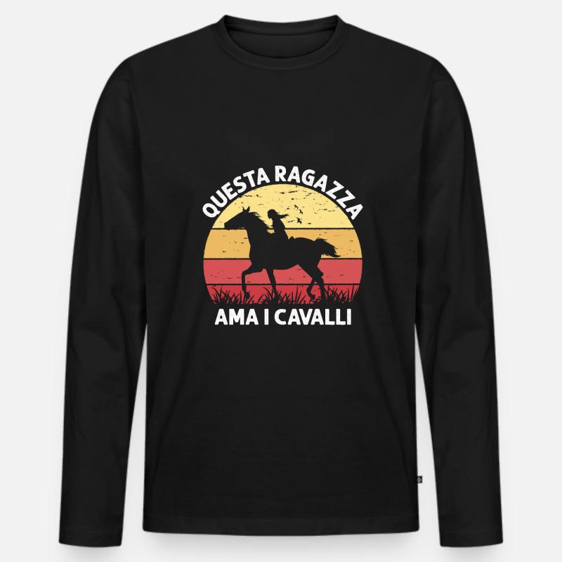 Dieses Mädchen Liebt Pferde Reiten - Männer Premium Bio Langarmshirt - Schwarz