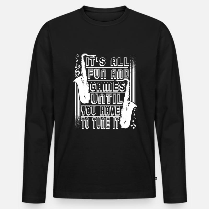 Saxophon Saxphonspieler - Männer Premium Bio Langarmshirt - Schwarz