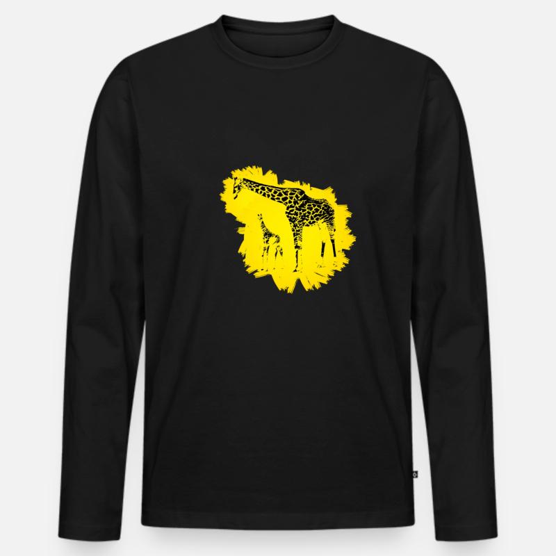 Giraffe - Männer Premium Bio Langarmshirt - Schwarz