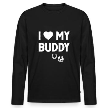J’aime mon copain signe de cœur de sabots de cheval - T-shirt manches longues Premium bio Homme - noir - Devant - Nico (187cm)