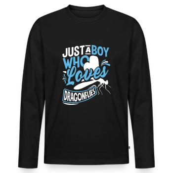 Libelle Libelle Nur ein Junge, der liebt - Männer Premium Bio Langarmshirt - Schwarz - Vorne - Nico (187cm)