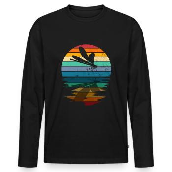 Libelle Libelle Entomologie Silhouette - Männer Premium Bio Langarmshirt - Schwarz - Vorne - Nico (187cm)