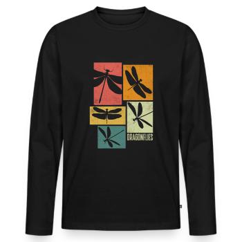 Libellule Demoiselle Libellules Entomologie - T-shirt manches longues Premium bio Homme - noir - Devant - Nico (187cm)
