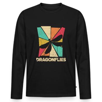 Libellen Libelle Libelle Entomologie Insekten - Männer Premium Bio Langarmshirt - Schwarz - Vorne - Nico (187cm)