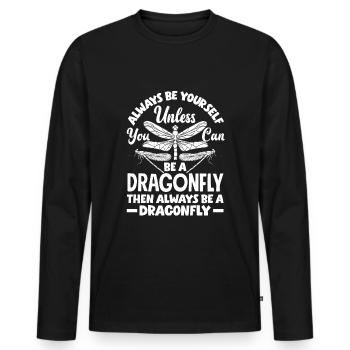 Libelle Libellen Libellen Insekten - Männer Premium Bio Langarmshirt - Schwarz - Vorne - Nico (187cm)