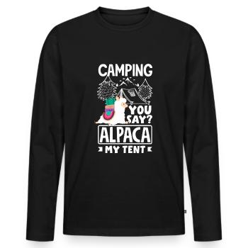 Alpagas Mammifères LLamas Camping Alpaga Ma tente - T-shirt manches longues Premium bio Homme - noir - Devant - Nico (187cm)