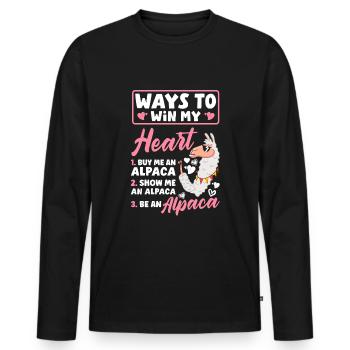 Alpagas Mammifères LLamas Alpaga Façons de gagner mon - T-shirt manches longues Premium bio Homme - noir - Devant - Nico (187cm)