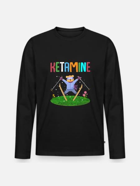 Ketamine Skiing Jumping Bear - Men's Premium Organic Long Sleeve Shirt - black