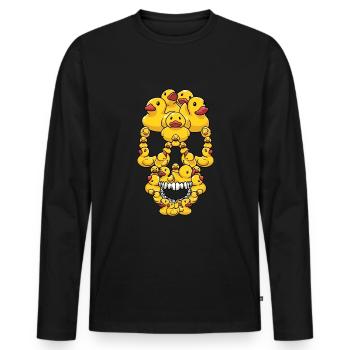 Drôle de crâne de canard en caoutchouc - T-shirt manches longues Premium bio Homme - noir - Devant - Nico (187cm)