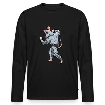 Rat Fitness Gym Motivation - Men's Premium Organic Long Sleeve Shirt - black - Front - Nico (187cm)