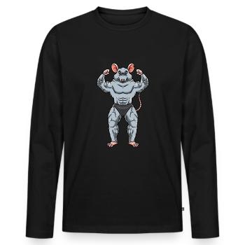 Rat Fitness Gym Motivation - Men's Premium Organic Long Sleeve Shirt - black - Front - Nico (187cm)