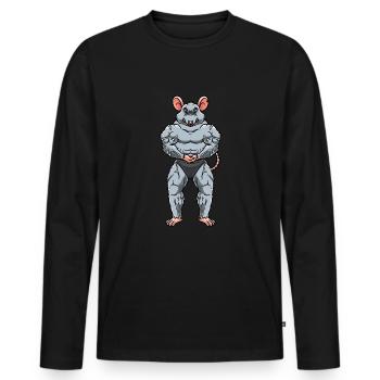 Rat Fitness Gym Motivation - Men's Premium Organic Long Sleeve Shirt - black - Front - Nico (187cm)
