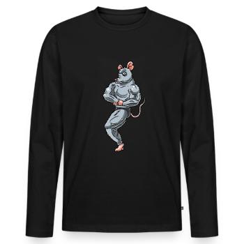 Rat Fitness Gym Motivation - Men's Premium Organic Long Sleeve Shirt - black - Front - Nico (187cm)