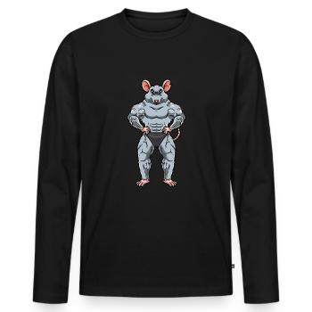 Rat Fitness Gym Motivation - Men's Premium Organic Long Sleeve Shirt - black - Front - Nico (187cm)