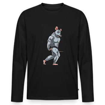 Rat Fitness Gym Motivation - Men's Premium Organic Long Sleeve Shirt - black - Front - Nico (187cm)