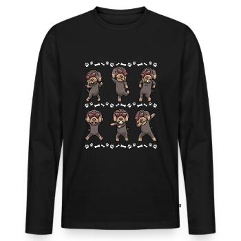 Chien teckel à poil dur avec des lunettes de soleil dansant - T-shirt manches longues Premium bio Homme - noir - Devant - Nico (187cm)