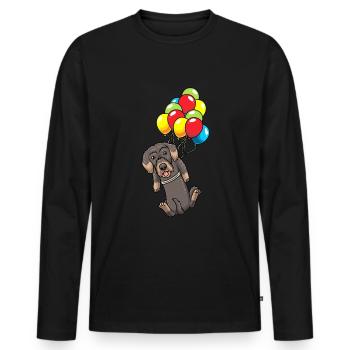Chien teckel à poil dur sur ballons - T-shirt manches longues Premium bio Homme - noir - Devant - Nico (187cm)