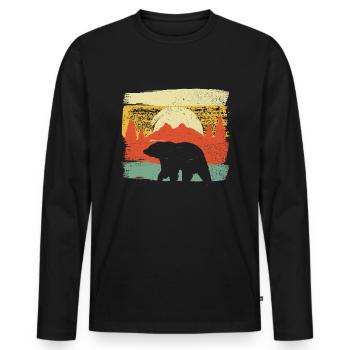 Bear Bear Hunting Retro Vintage Huntsman - Men's Premium Organic Long Sleeve Shirt - black - Front - Nico (187cm)