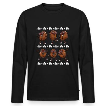 Coffee beans with sunglasses dancing caffeine - Men's Premium Organic Long Sleeve Shirt - black - Front - Nico (187cm)