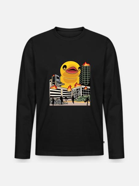 Lustige Riesige Gummi-enten-liebhaber Kinder - Premium økologisk langærmet T-shirt til mænd - sort