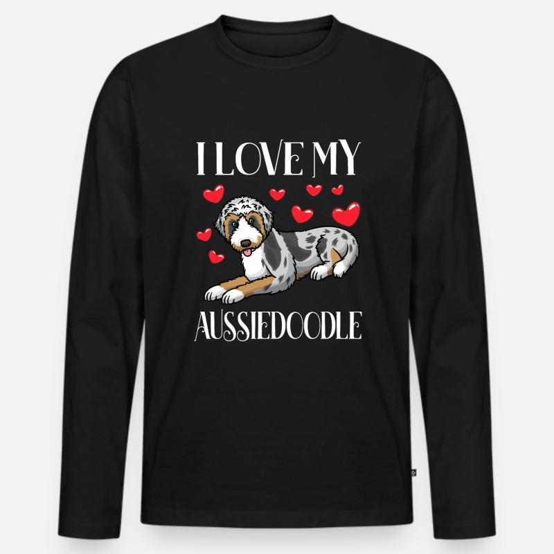 Aussiedoodle Hund - Männer Premium Bio Langarmshirt - Schwarz
