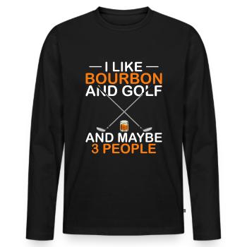 J’aime le bourbon et le golf et peut-être 3 personnes - T-shirt manches longues Premium bio Homme - noir - Devant - Nico (187cm)