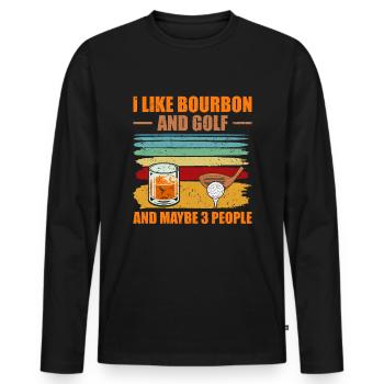 J’aime le bourbon et le golf et peut-être 3 personnes - T-shirt manches longues Premium bio Homme - noir - Devant - Nico (187cm)