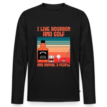 J’aime le bourbon et le golf et peut-être 3 personnes - T-shirt manches longues Premium bio Homme - noir - Devant - Nico (187cm)