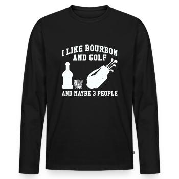 J’aime le bourbon et le golf et peut-être 3 personnes - T-shirt manches longues Premium bio Homme - noir - Devant - Nico (187cm)