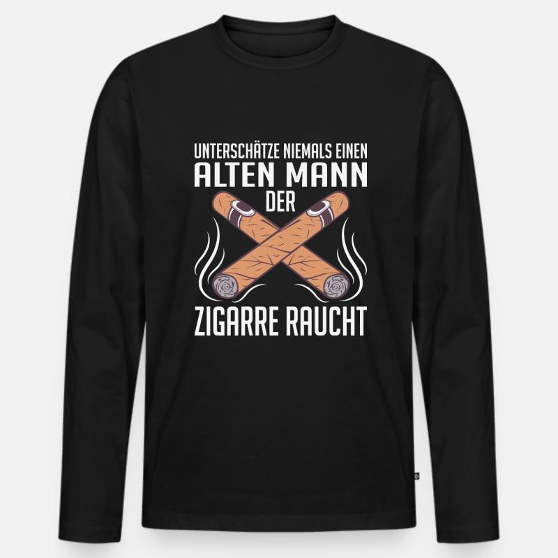 Zigarren Cigarren Zigarren Zigarrenschneider - Männer Premium Bio Langarmshirt - Schwarz