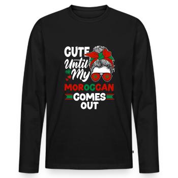 Maroc drapeau marocain mignon jusqu’à mon marocain - T-shirt manches longues Premium bio Homme - noir - Devant - Nico (187cm)