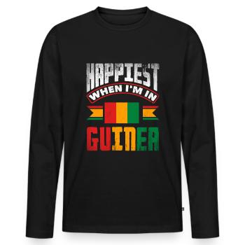 Guinea Guinea Guinea Flagge am glücklichsten, wenn ich in bin - Männer Premium Bio Langarmshirt - Schwarz - Vorne - Nico (187cm)