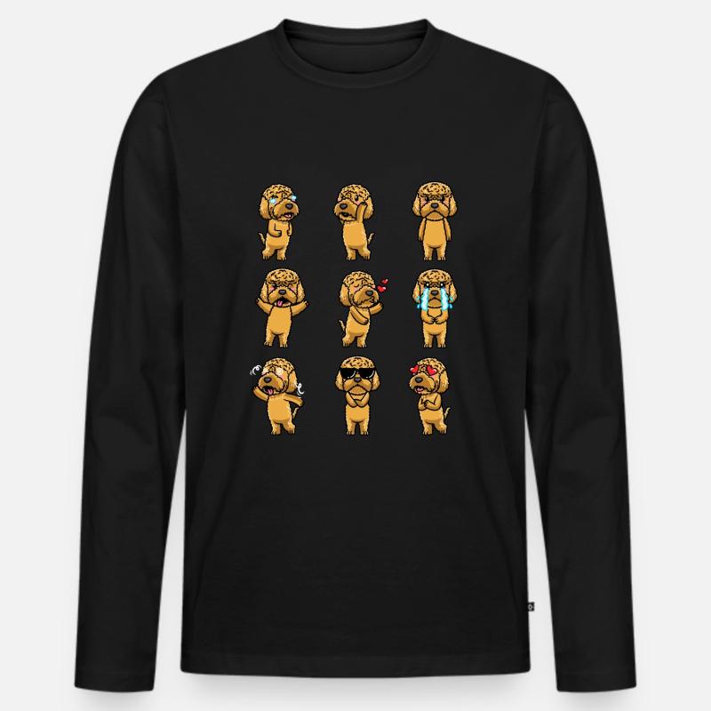 Kawaii Cockapoo Hund Emoticon - Männer Premium Bio Langarmshirt - Schwarz