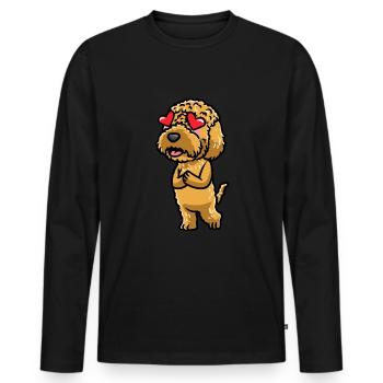 Kawaii Cockapoo Dog In Love Emoticon - T-shirt manches longues Premium bio Homme - noir - Devant - Nico (187cm)