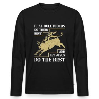 Cowboy Bull Riding Bulls - T-shirt manches longues Premium bio Homme - noir - Devant - Nico (187cm)
