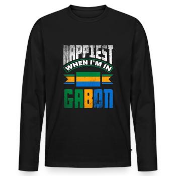 Gabonais Gabon Drapeau Gabonais Le plus heureux quand je suis - T-shirt manches longues Premium bio Homme - noir - Devant - Nico (187cm)